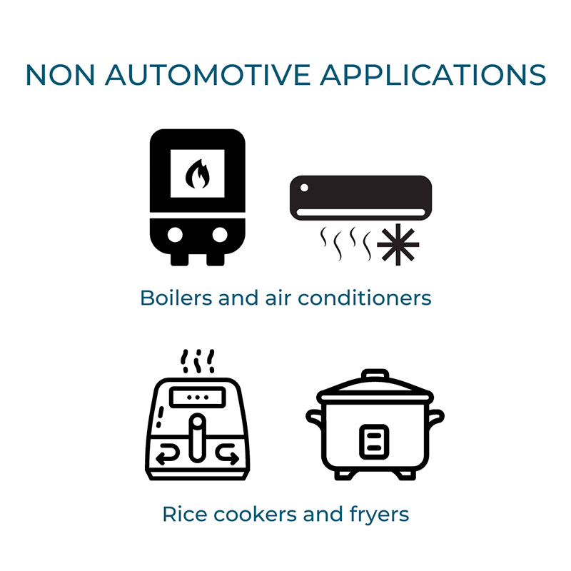 Non Automotive applications with DD Series dampers: boilers and air conditioners, rice cookers and fryers