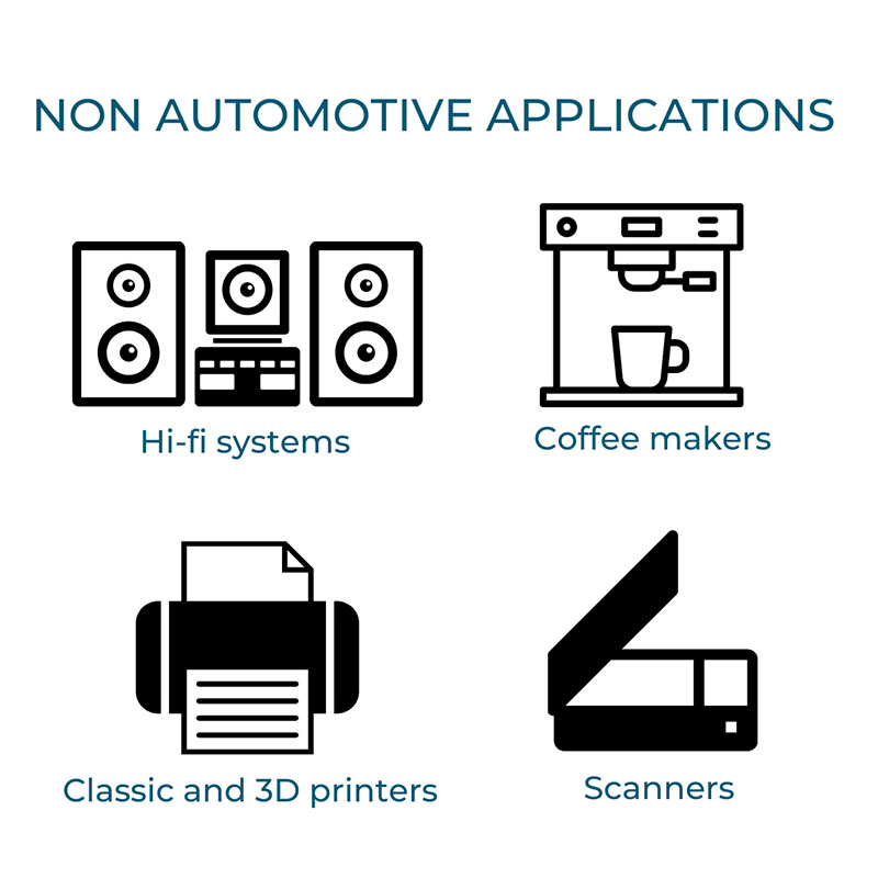 Non automotive applications with push push latches: hi-fi systems, coffee makers,  classical and 3D printers, scanners