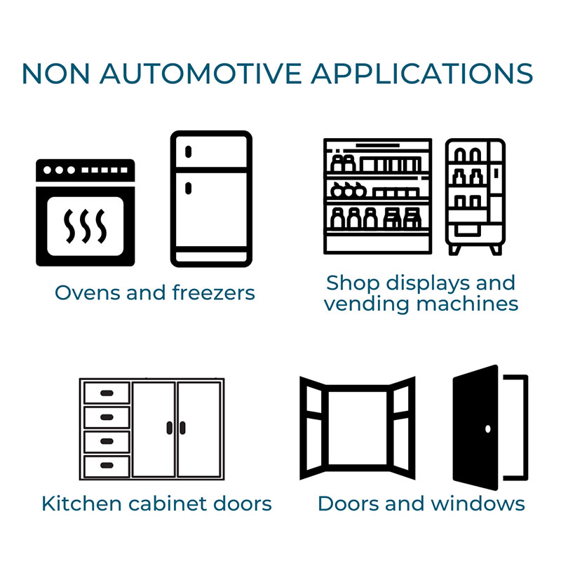Non Automotive applications with LM Series dampers - ø10mm: ovens and freezers, shop displays and vending machines, kitchen cabinet doors, doors and windows